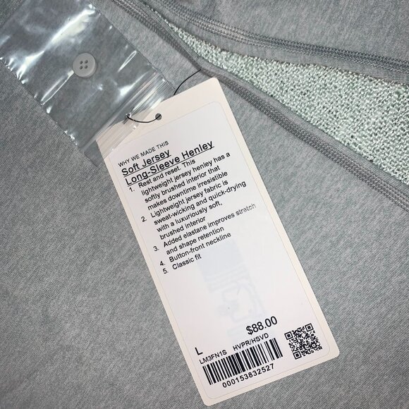 Lululemon NWT Soft Jersey Long-Sleeve Henley L - Picture 2 of 15